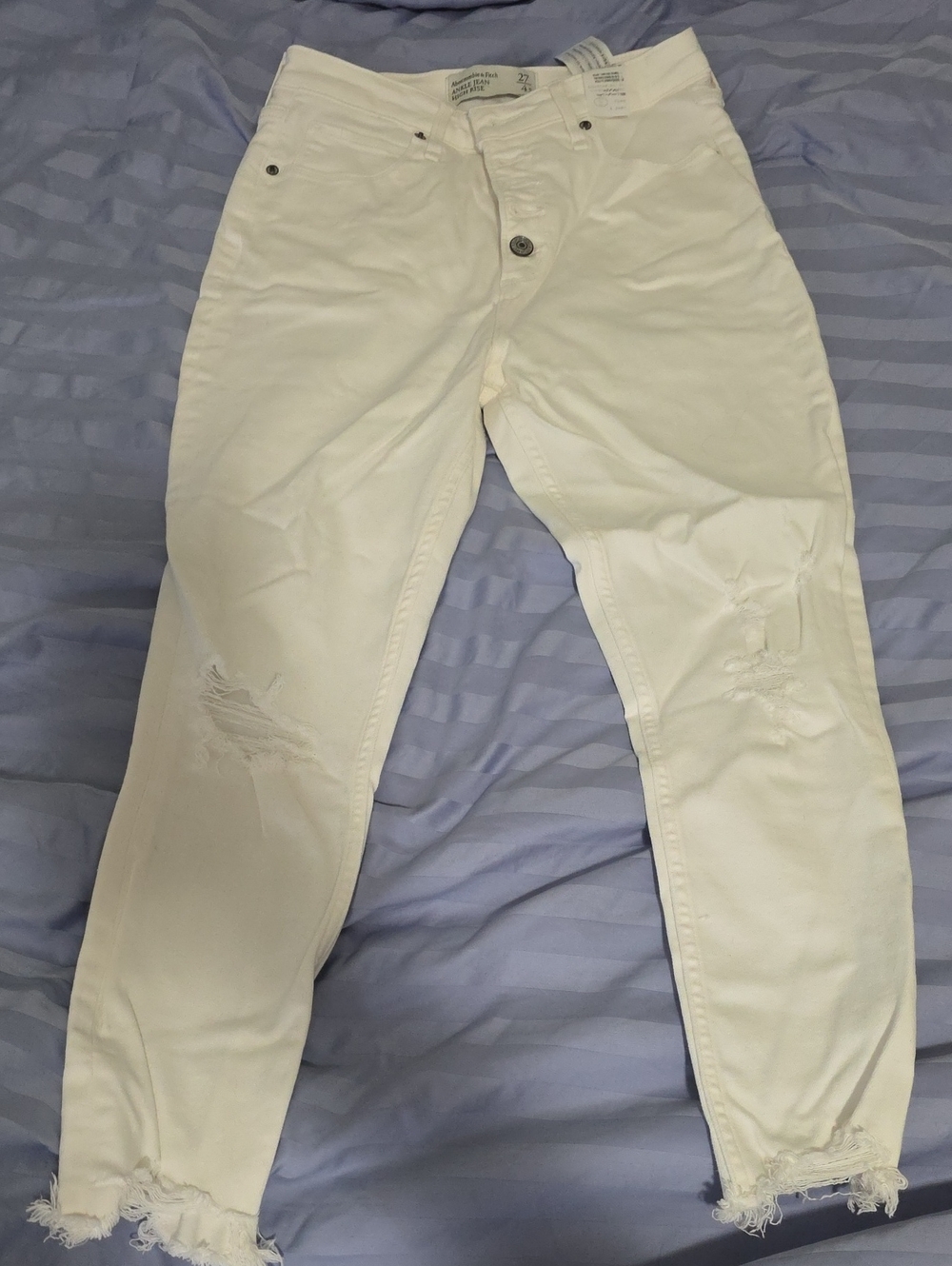 Abercrombie & Fitch White High-Rise Button-Fly Jeans